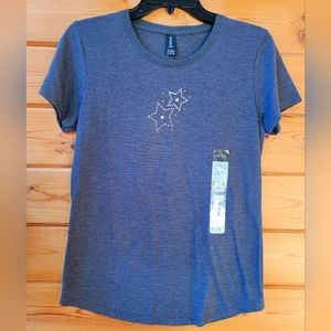 NWT- Grey Women's Tee with Swarovski Crystals Stars design ✨️
